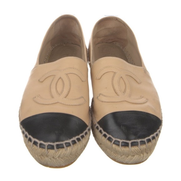 Authentic Chanel Espadrilles Beige/Black Size 35 - Picture 1 of 9